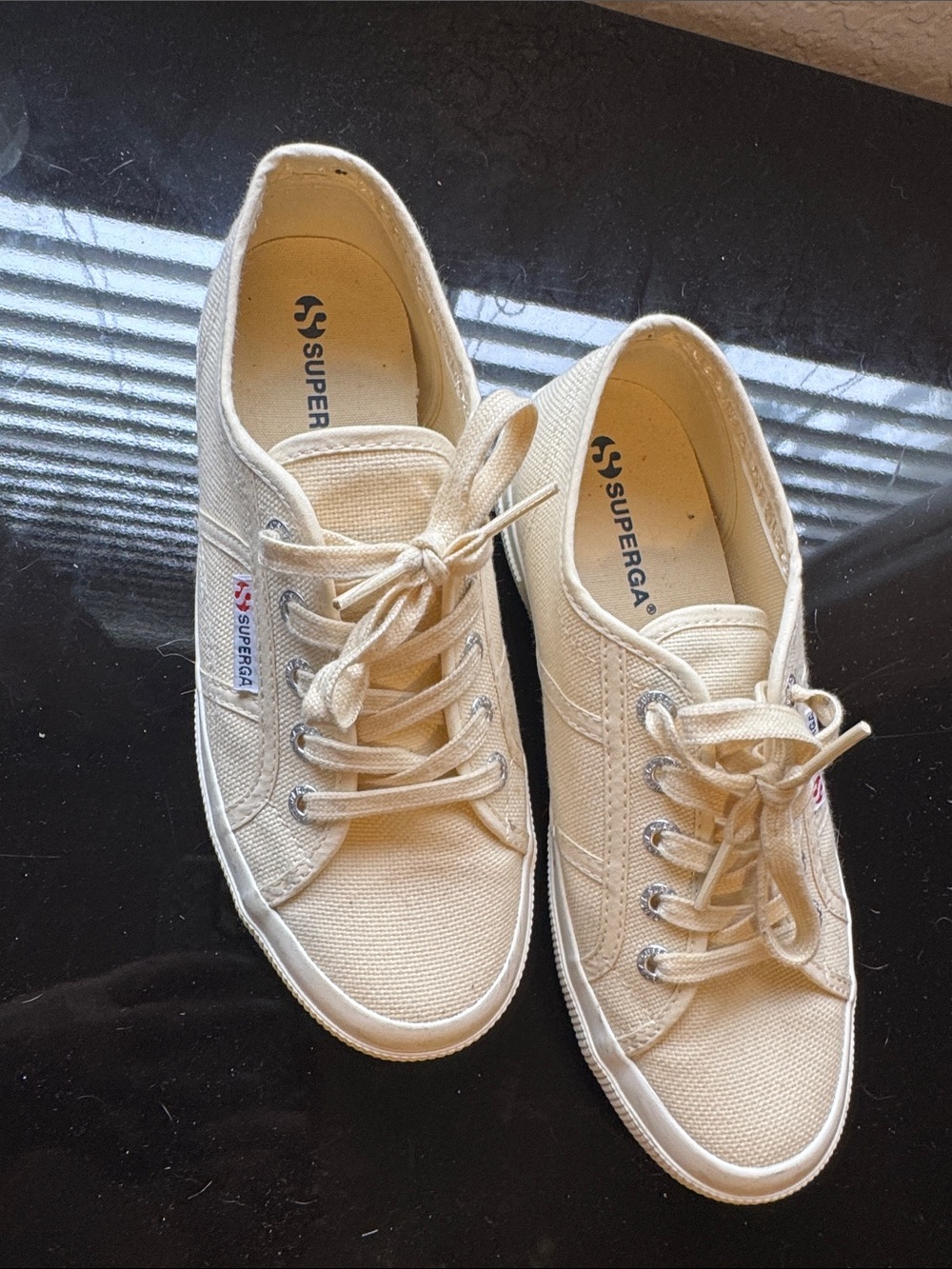 Superga Cream Low-Top Canvas Sneakers
